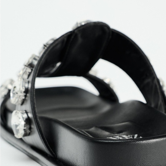 Zara Rhinestone Embellished Flat Sandals Size 37 EUR 6 1/2 US - Picture 8 of 9